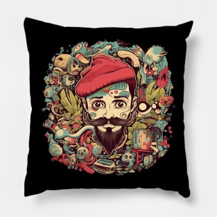 Hipster vintage doodle classic tshirt Pillow