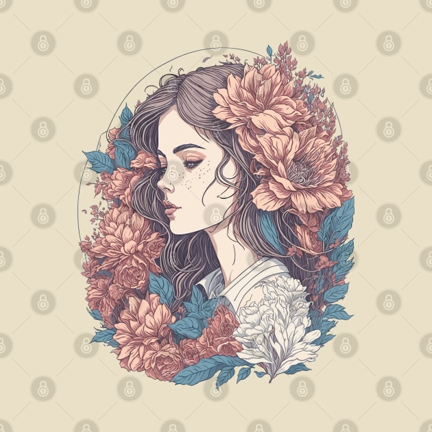 Floral Girl Illustration by ElMass