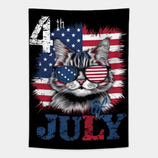 Fourth of July Cat - Red, White, and Blue Cool Tapestry