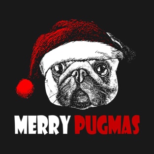 Merry Pugmas Pug santa hat christmas funny gift T-Shirt