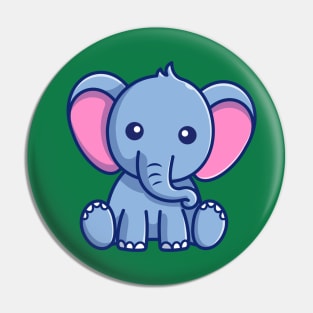 Cute Elephant Sitting Cartoon Pin