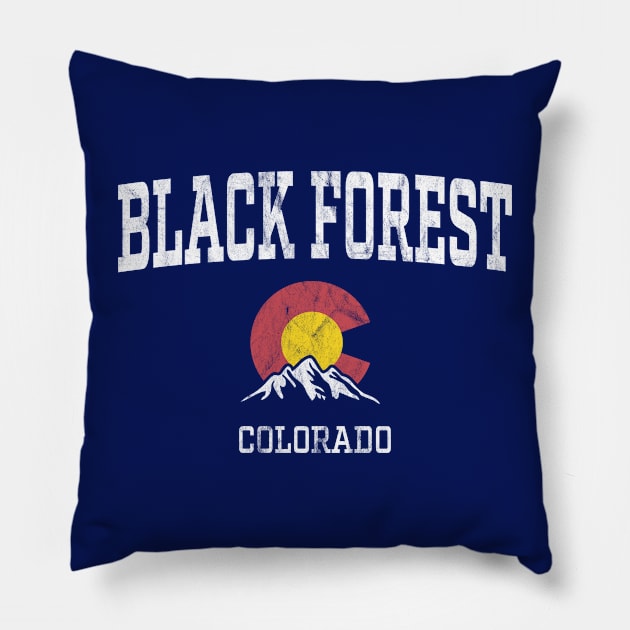 Black Forest Colorado CO Vintage Athletic Mountains Pillow by TGKelly