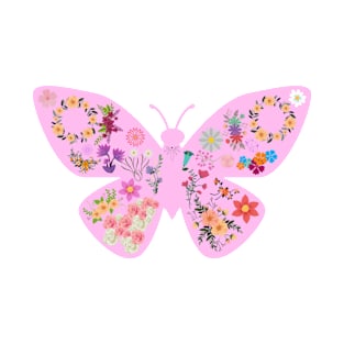 Floral pink butterfly T-Shirt