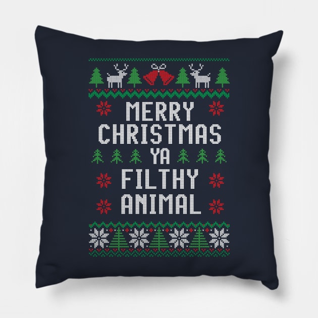 Merry Christmas ya filthy animal Pillow by BodinStreet
