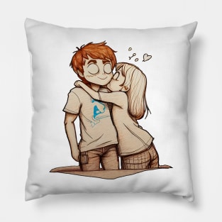 Romantic couple lovingly embrace ink Anime two Pillow