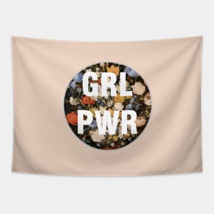 1980s Black floral feminism typography Girl Power Tapestry