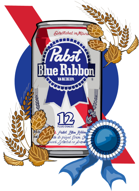 Pabst Blue Ribbon Beer Kids T-Shirt by tharrisunCreative