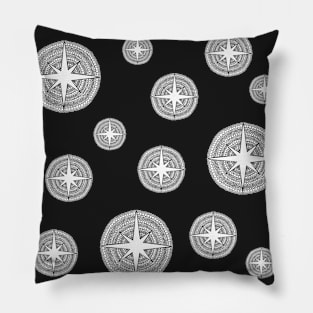 Copy of Twinkle Stars Black and White Pattern with Black Background Pillow