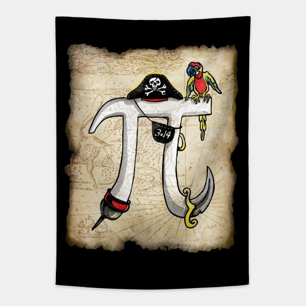 Fun Pi-rate Pirate Pi Day Treasure Map Tapestry by Mudge