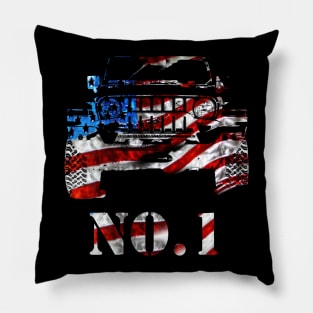 No.1 4x4 car US Flag Pillow