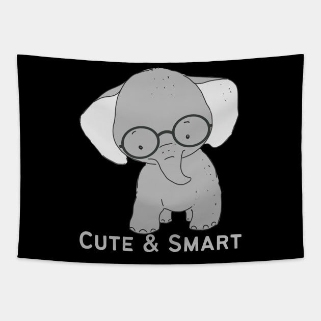 Lovely Cute and Smart Sweet little elephant in glasses cute baby outfit Tapestry by BoogieCreates