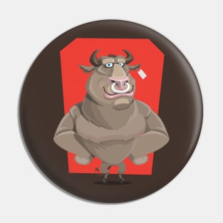 Angry Bull with Nose Piercing Vector Artwork Pin