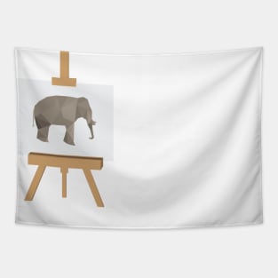 Geometric Elephant on Easel Tapestry