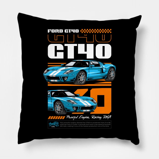 Iconic GT40 Exotic Car Pillow by milatees