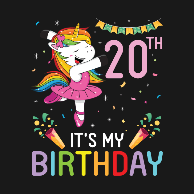 Unicorn Dancing Congratulating 20th Time It's My Birthday 20 Years Old Born In 2001 by bakhanh123