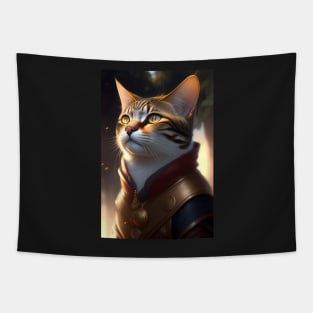 Cat in Armor - Modern Digital Art Tapestry