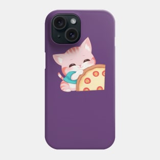 Cute Cat Holding a Slice of Pizza Phone Case