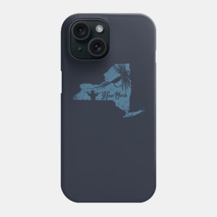 New York Vintage Distressed Fly Fishing State Map Phone Case