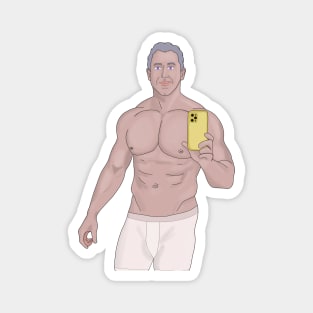 A muscular gray-haired man taking a selfie Magnet