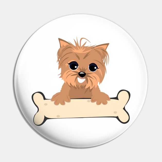 Blonde yorkie with a bone Pin by Doswork