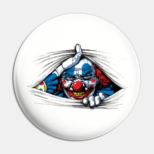 Scary Evil Horror Clown Peeking From Your Wherever Pin