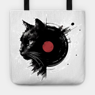 Sumie Art Japanese Brushstroke Black Cat Tote