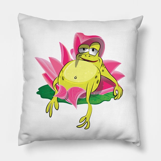 Lazy Fred the Frog Pillow by SherryBeen