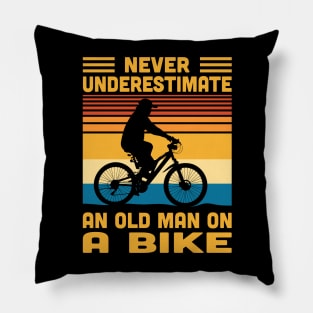 Never Underestimate An Old Man On A Bike Pillow