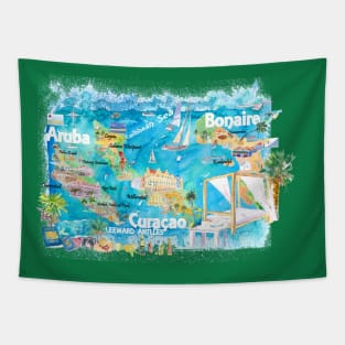 Aruba_Bonaire_Curacao_Illustrated_Travel_Map_with_RoadsXS Tapestry