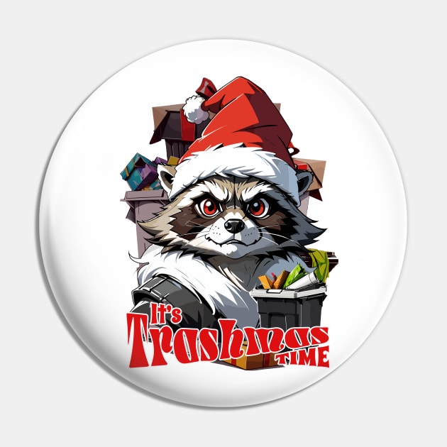 raccoon Christmas Trashmas Pin by Rusty Lynx Design