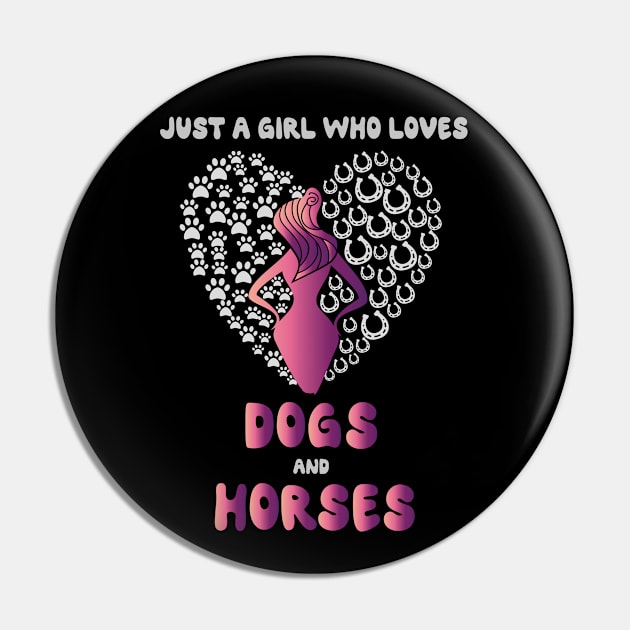 Just A Girl Who Really Loves Dogs And HorsesHorseshoe Paw funny Pin by MaryMary