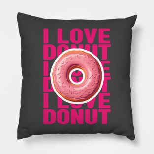 Pink donut illustration with text Pillow