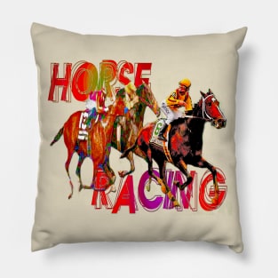 Colorful Horse Racing Design Pillow