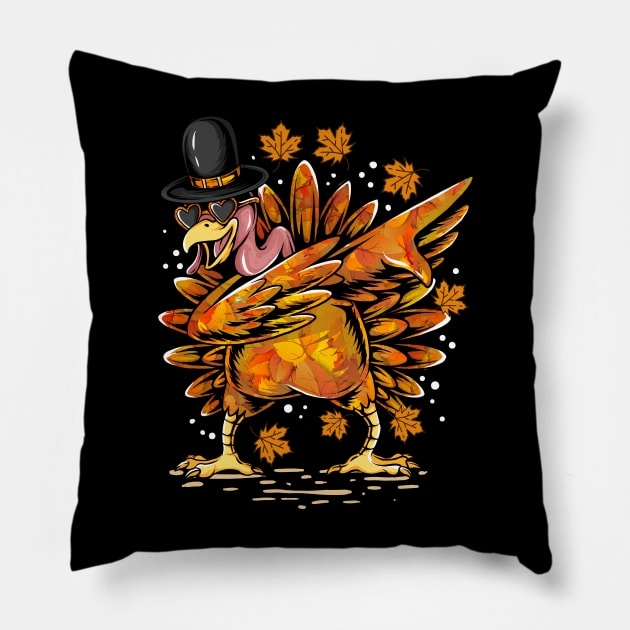 Happy Thanksgiving Turkey Dinosaur Turkey Turkey Thanksgiving Pillow by pht