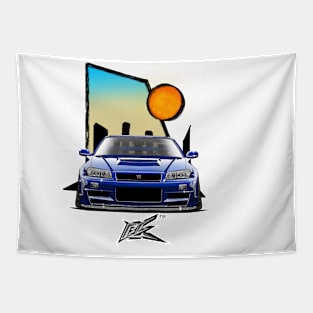 nissan skyline gtr r34 blue Tapestry