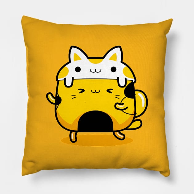 yellow cat tour guide profession Pillow by MEDZ