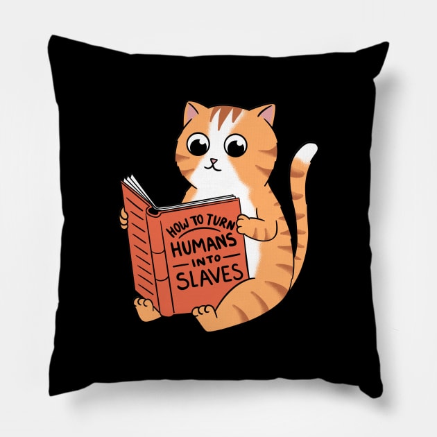 Cat book slaves Pillow by coffeeman