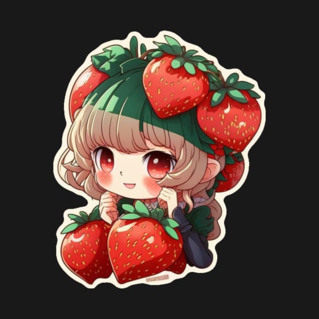 Strawberry Anime Girl by Evergreen Market