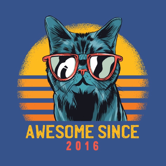 Retro Cool Cat Awesome Since 2016 // Awesome Cattitude Cat Lover by Now Boarding