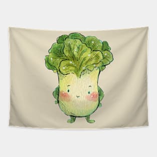 "I love Veggies" Cabbage Cute Watercolour Handmade Tapestry