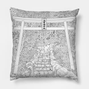 Secret path to the sacred forest - Line Art Pillow