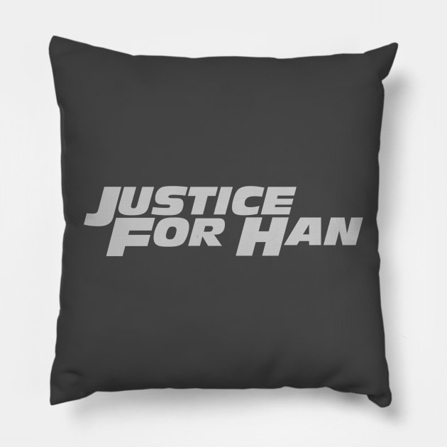 Justice for Han (light gray) Pillow by HanSeoulOh