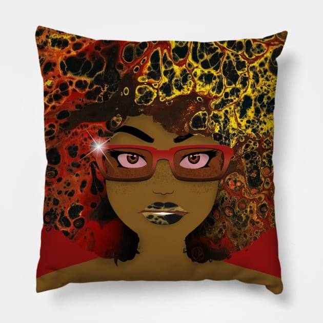Galaxy Girl Red Afro Pillow by FinalBeatComics
