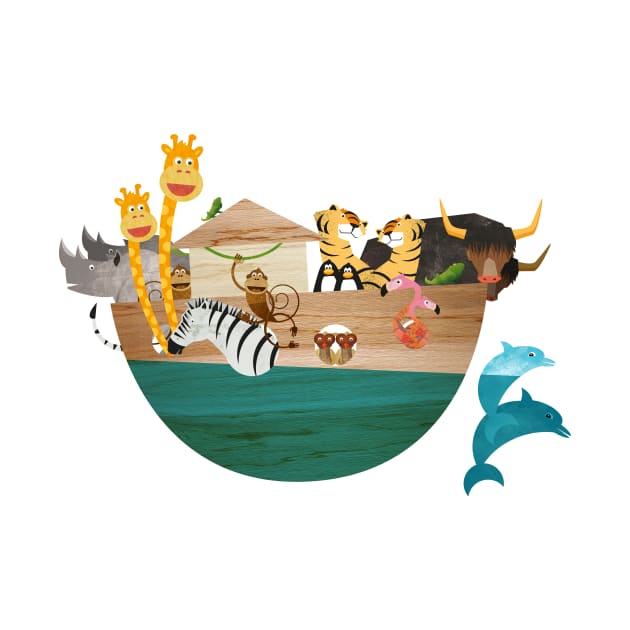 Kids Room Illustration Noah’s Ark - All animals aboard by Piakolle