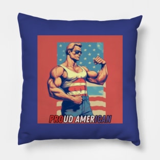 Proud american, gym hard, biceps Pillow