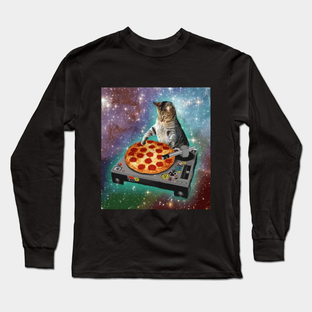 Outer Space Galaxy Universe Cat Pizza Dj Funny Cute Universe Cat