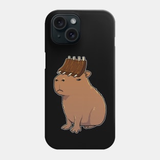 Capybara with Barbecue Ribs on its head Phone Case