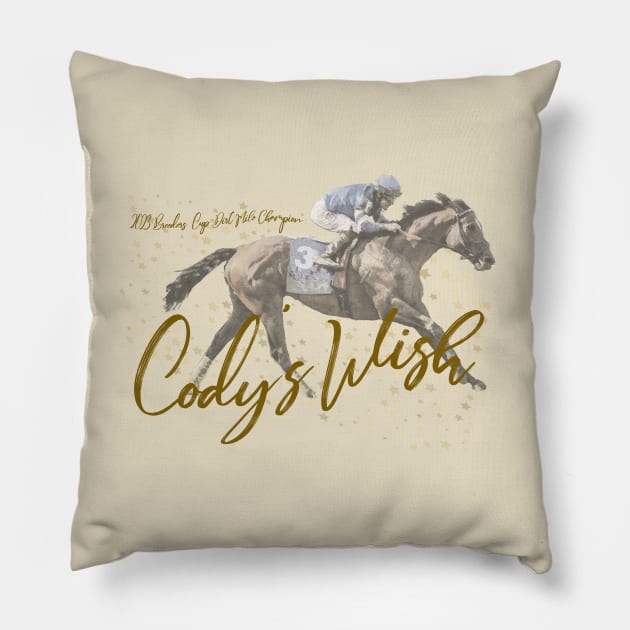 Cody's Wish 2023 Breeders' Cup Dirt Mile Champion Pillow by Ginny Luttrell