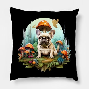 French Bulldog In a Fairy Forest Pillow