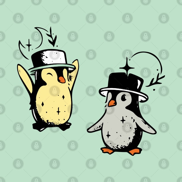 happy classy penguins by lazykitty